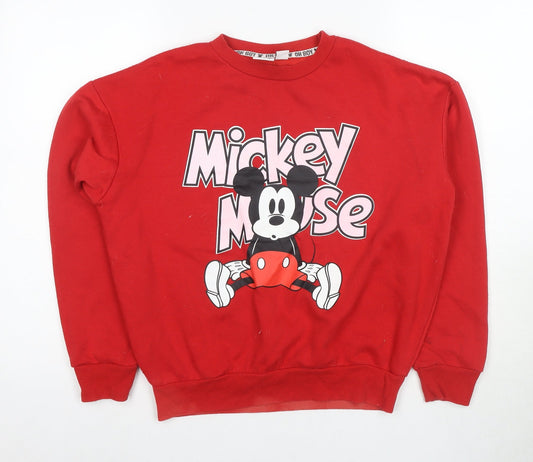 Disney Women's Red XS Mickey Mouse Pullover Sweatshirt