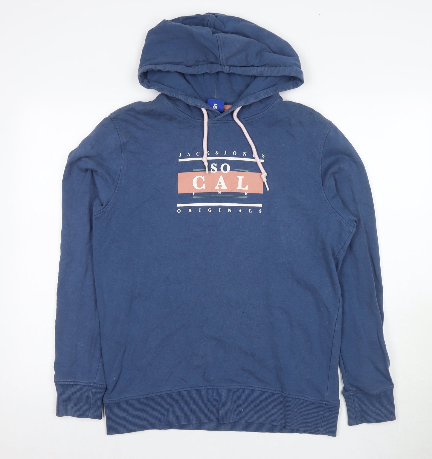 Jack & Jones Men's Blue Hoodie, Size L, Graphic Logo Pullover