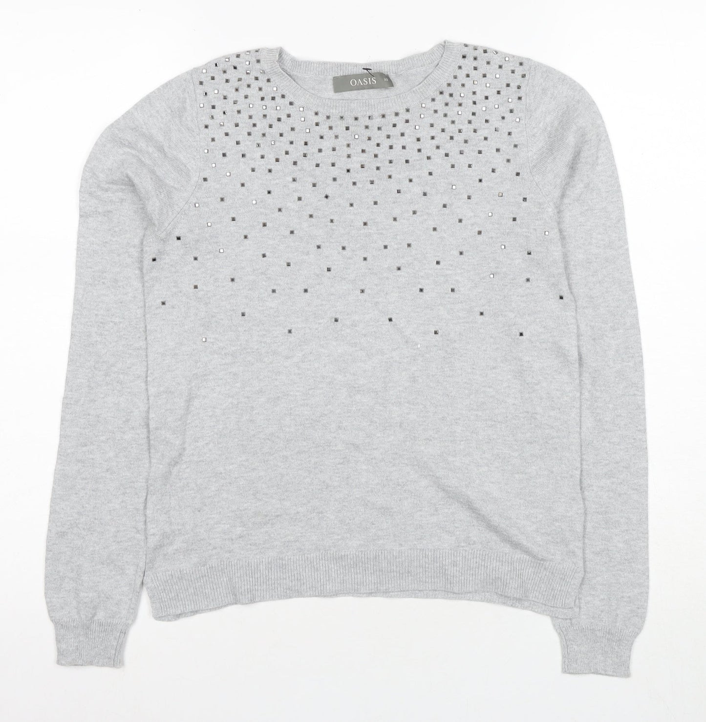 Oasis Women's Grey Studded Pullover Jumper XS