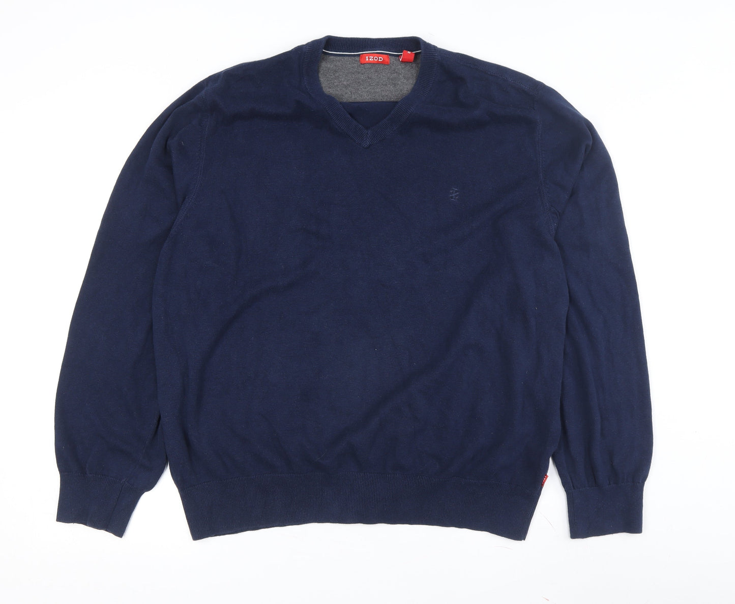IZOD Men's Blue XL Cotton V-Neck Pullover Jumper