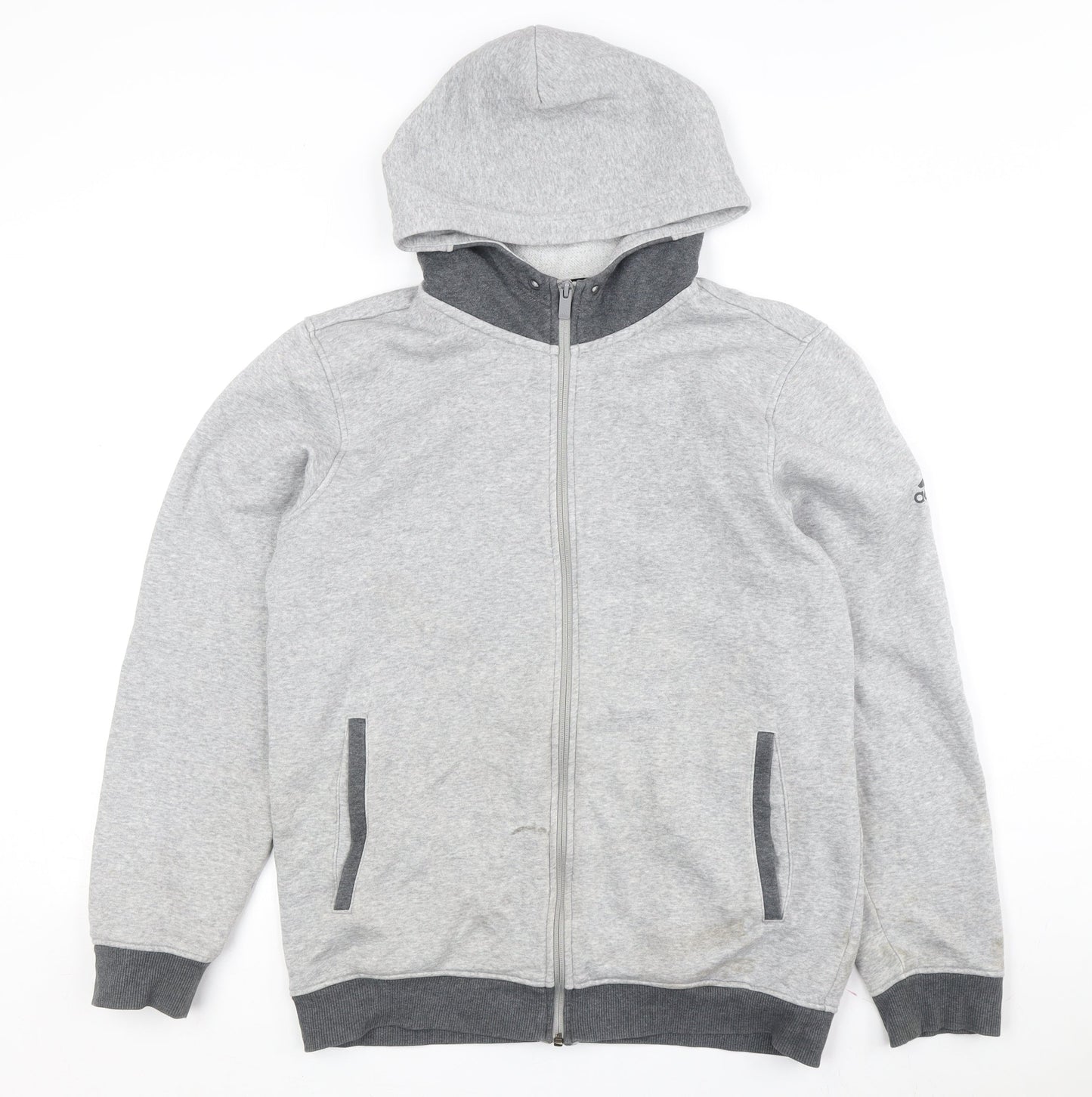 Adidas Men's Grey Full Zip Hoodie - Medium, Sporty Style
