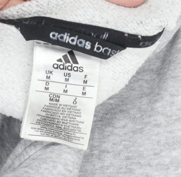 Adidas Men's Grey Full Zip Hoodie - Medium, Sporty Style