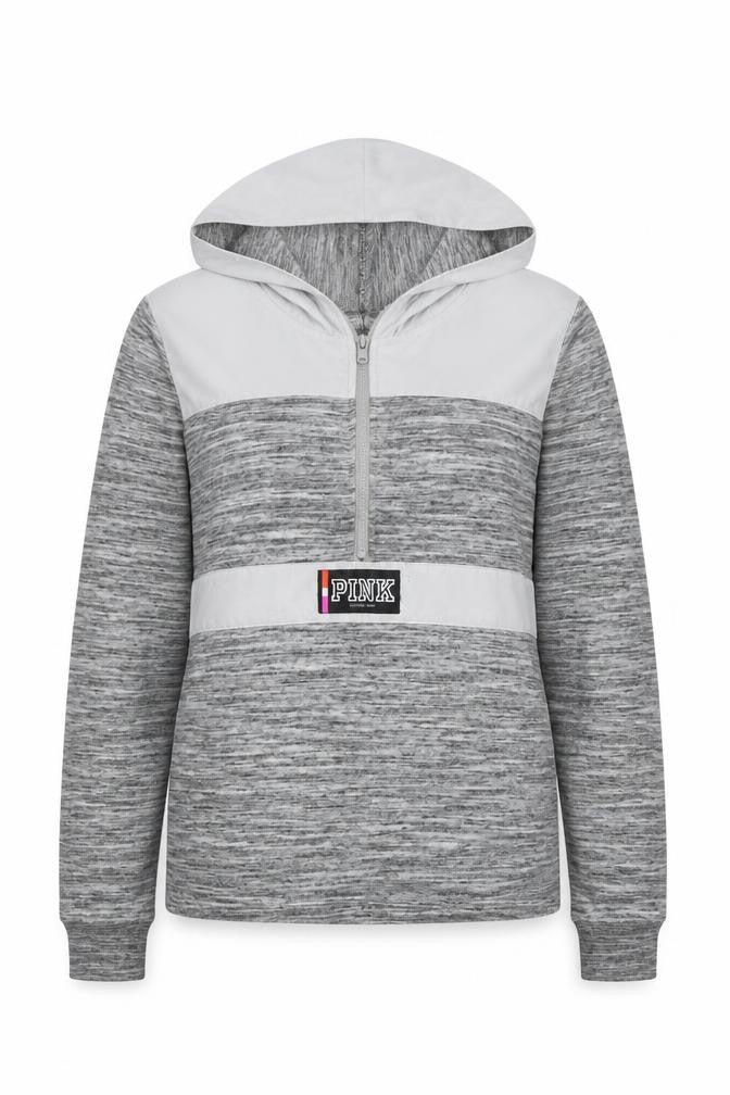 PINK Women's Grey Full Zip Hoodie XS, Casual Comfort