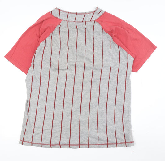 Touch Down Men's Grey Red L Striped Sports Tee