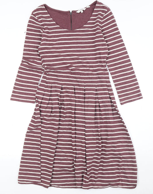 Fat Face Women's Purple Striped Fit & Flare Dress, Size 6