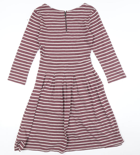 Fat Face Women's Purple Striped Fit & Flare Dress, Size 6