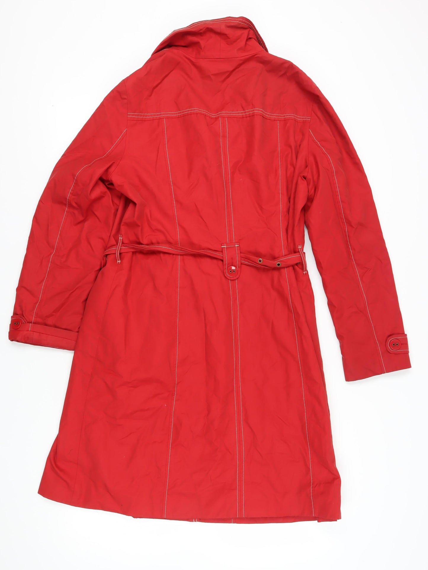 Wallis Women's Red Trench Coat, Size 16, Belted, Casual