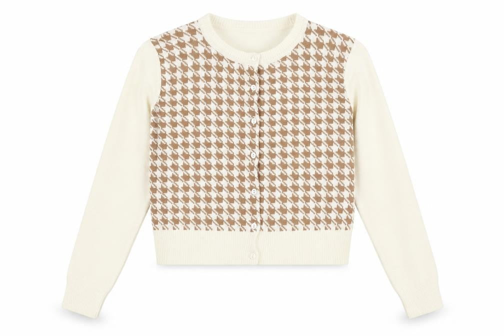 Boohoo Women's Beige Check Cardigan - Size L
