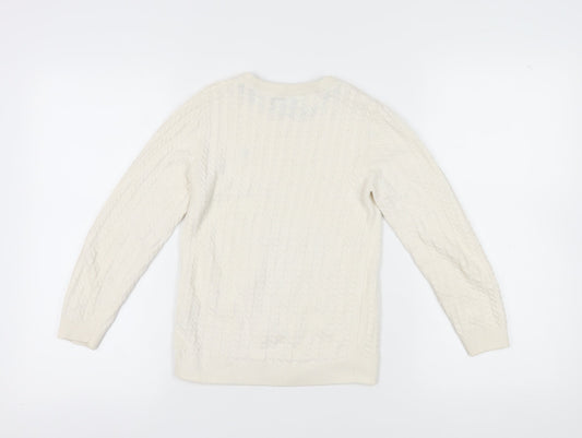Next Girls Ivory Cotton Pullover Jumper, Size 8 Years