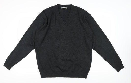 Platinum Men's Black V-Neck Pullover Jumper L