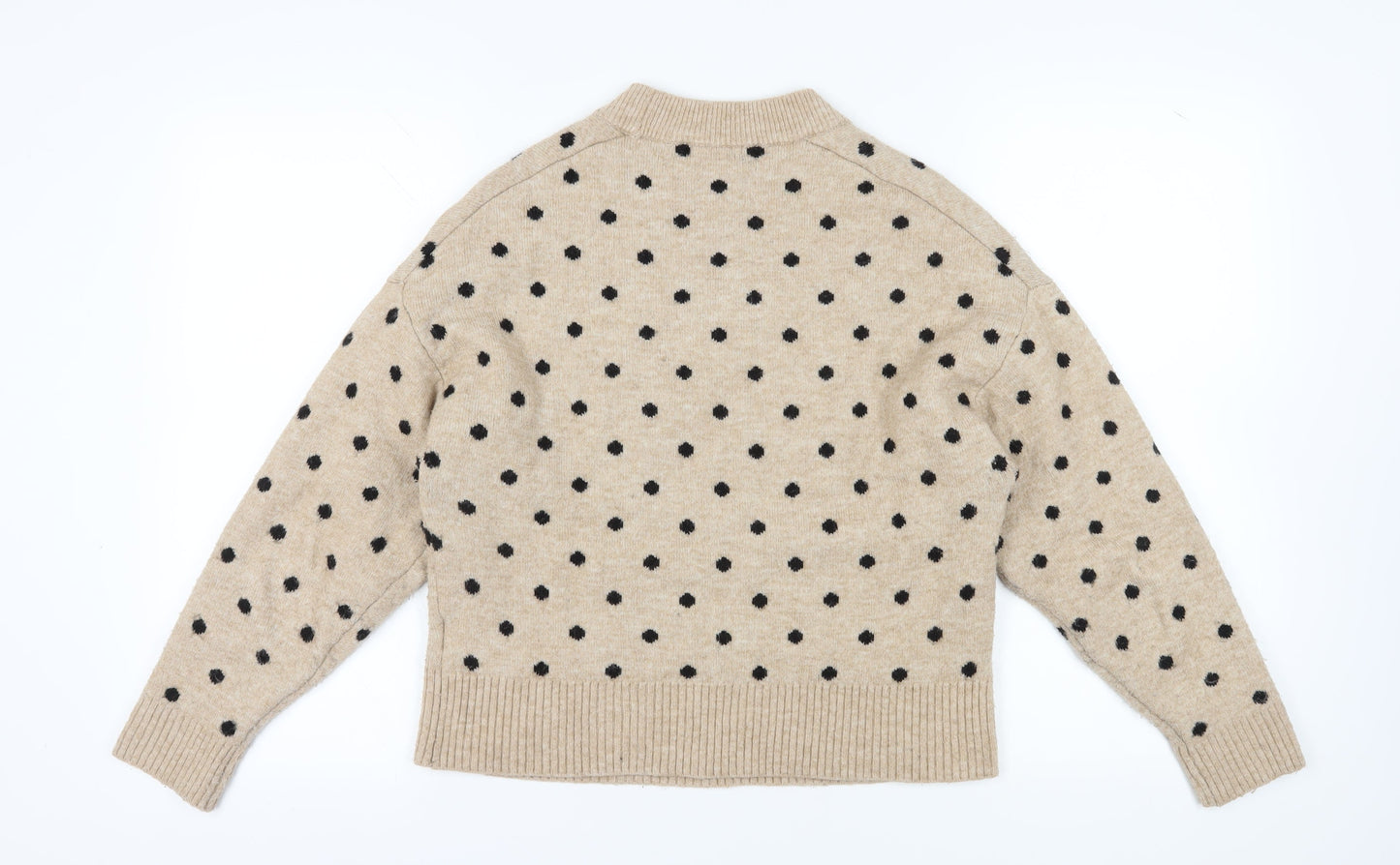 H&M Women's Beige Polka Dot Pullover Jumper S