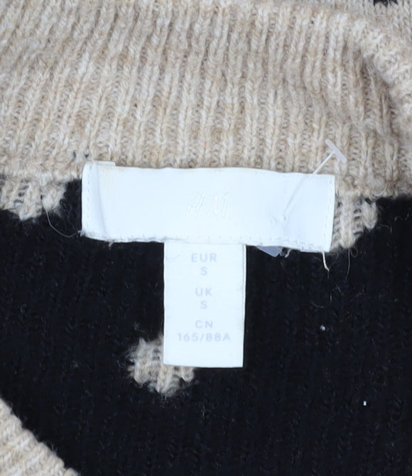 H&M Women's Beige Polka Dot Pullover Jumper S