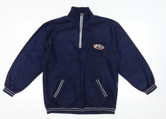 C&A Men's Navy Blue Ski Sweatshirt, 1/2 Zip, Size 154
