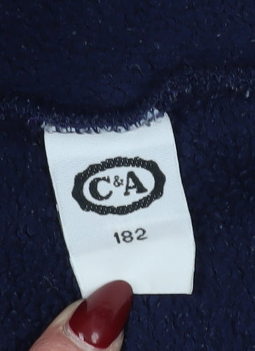 C&A Men's Navy Blue Ski Sweatshirt, 1/2 Zip, Size 154