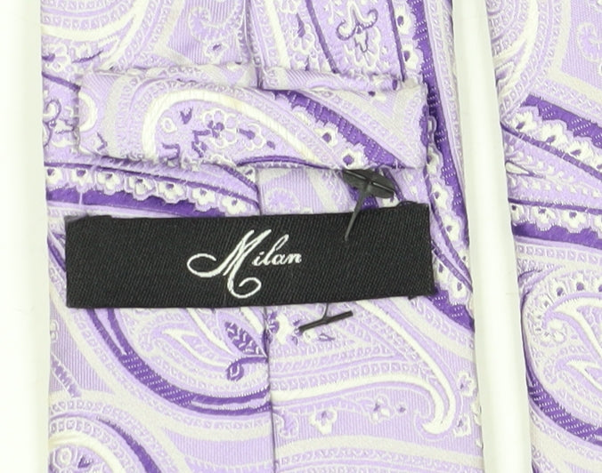 Milan Men's Purple Silk Paisley Tie