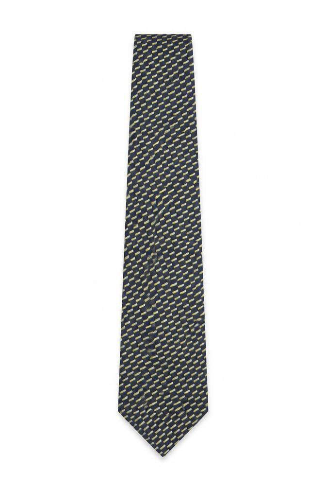Savile Row Men's Blue Geometric Silk Tie