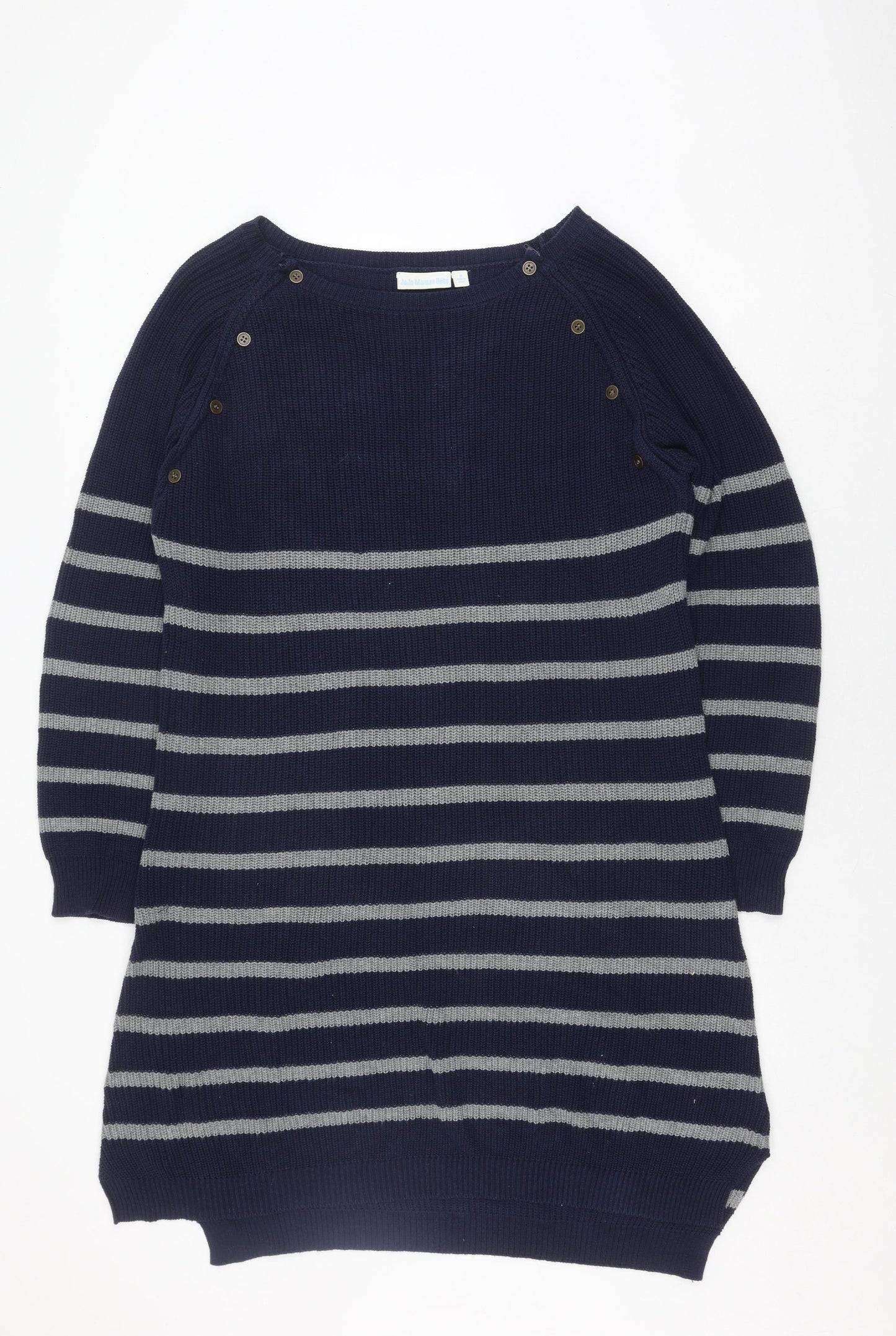 JoJo Maman Bébé Women's Blue Striped Knit Jumper