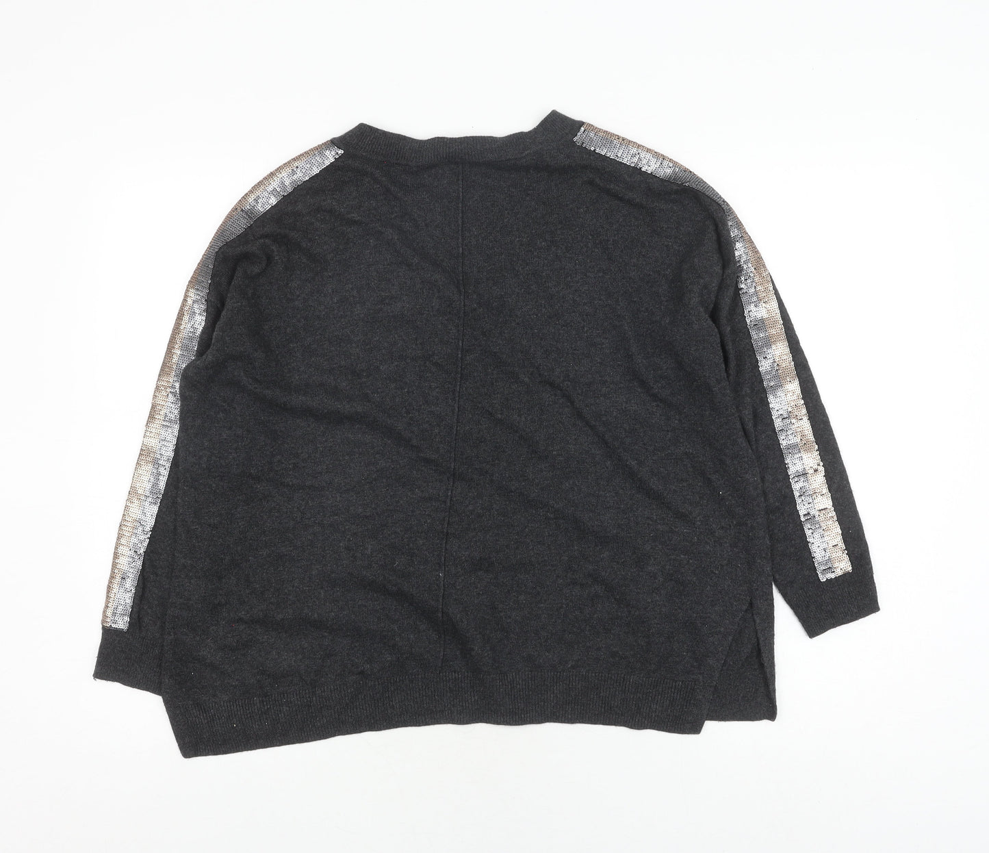 Mint Velvet Women’s Grey Pullover Jumper S V-Neck
