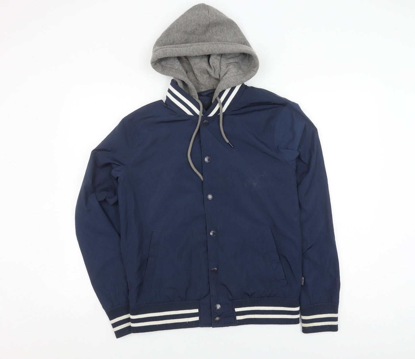 Hollister Men's Blue Varsity Jacket, Size S, Hooded