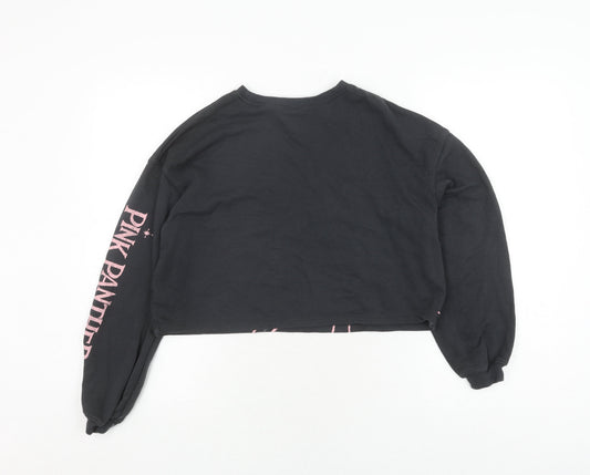 H&M Girls Black Pink Panther Pullover Sweatshirt 14-15 Years