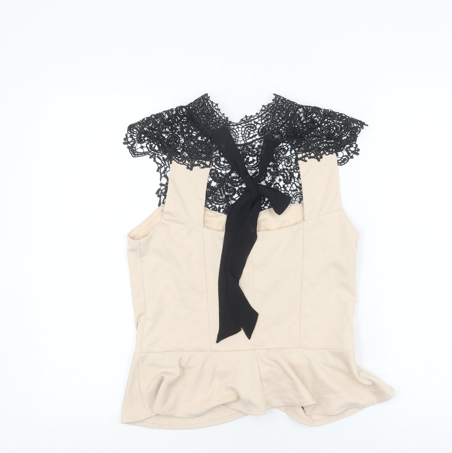 Lipsy Women's Beige Lace Collar Blouse, Size 14