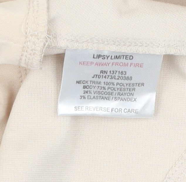 Lipsy Women's Beige Lace Collar Blouse, Size 14