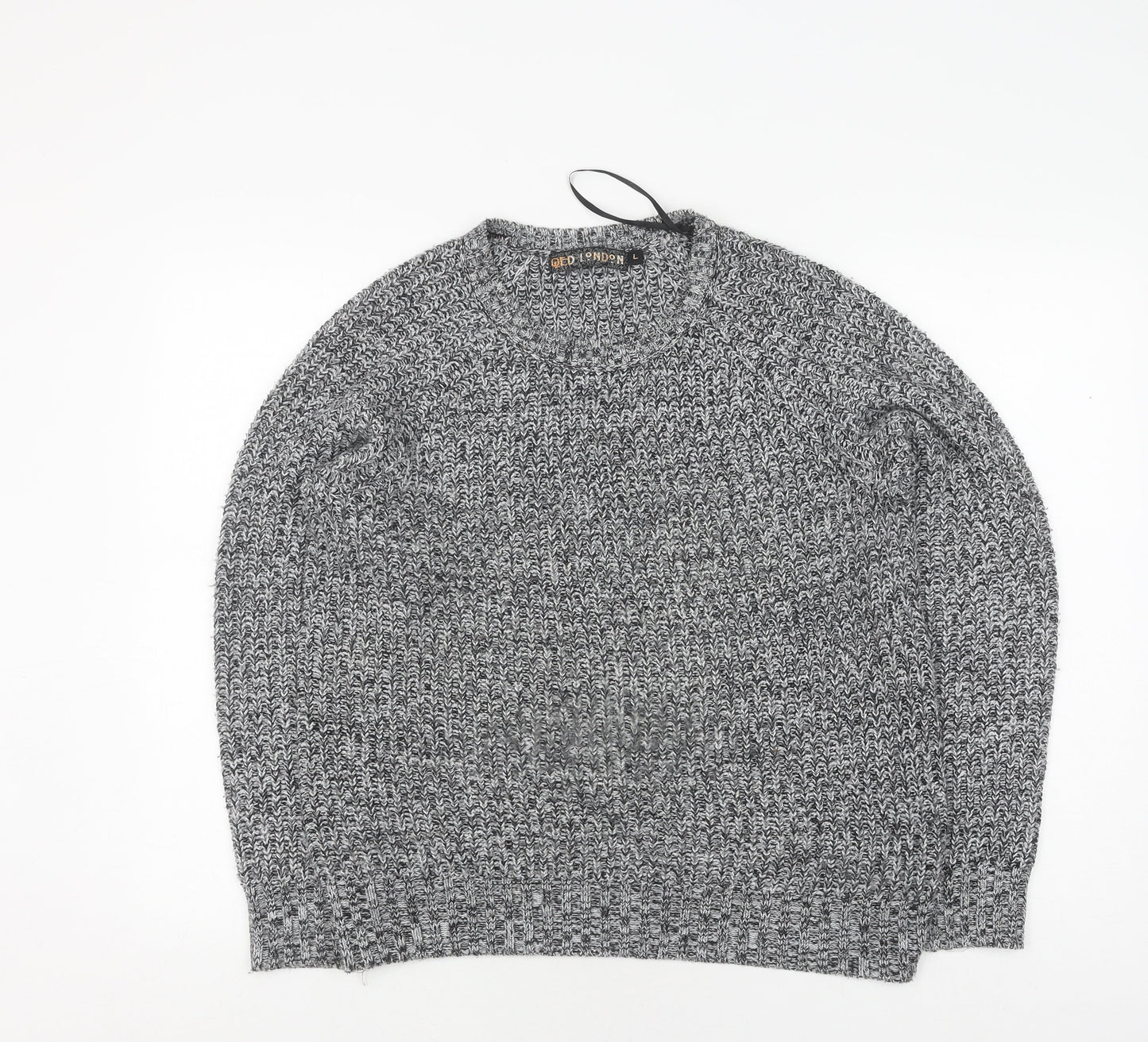 QED London Women's Grey Knit Jumper, Large, Crew Neck