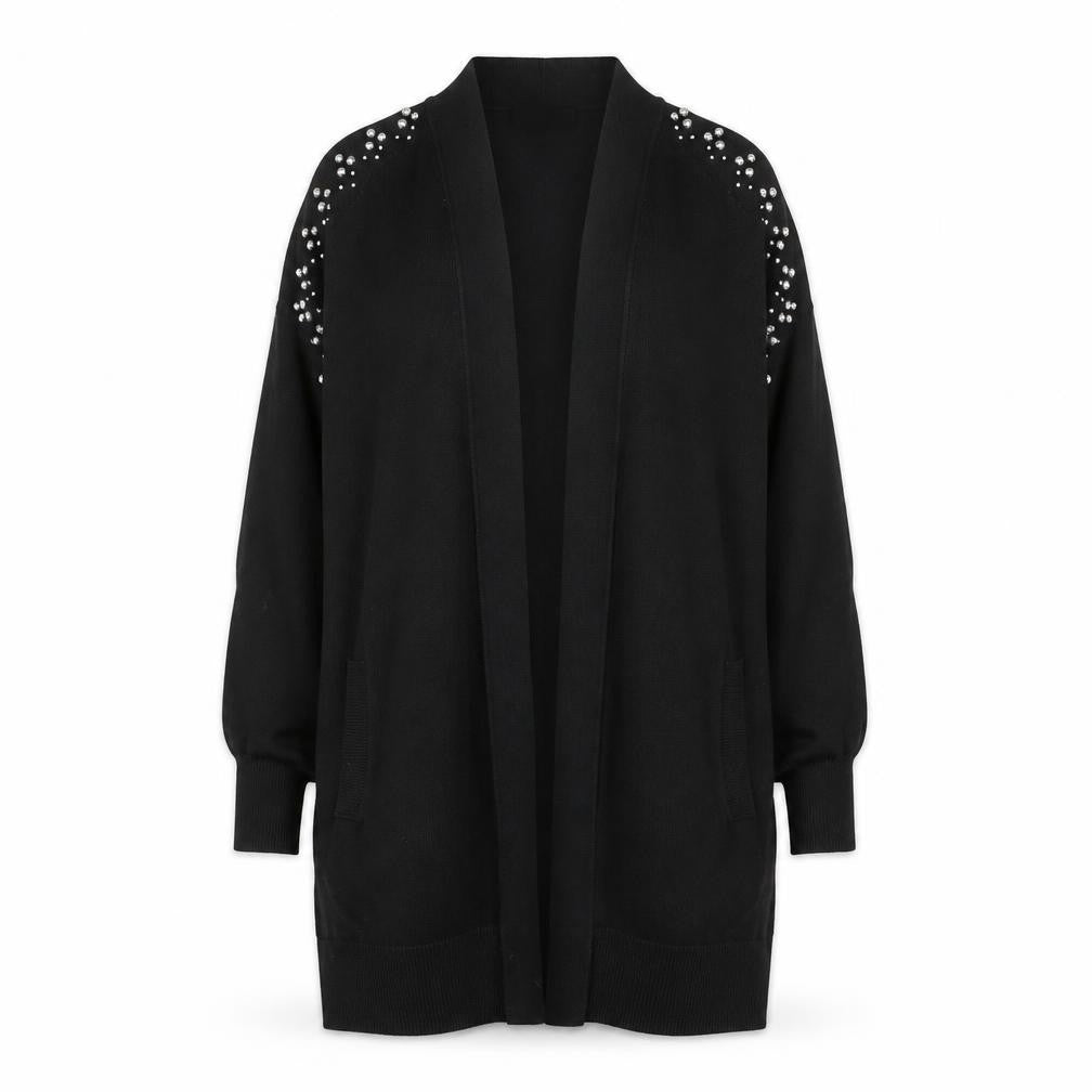 Wallis Women's Black Cardigan Jumper S Studded Open Knit