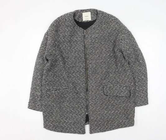 Mango Women's Black Tweed Bomber Jacket Size L