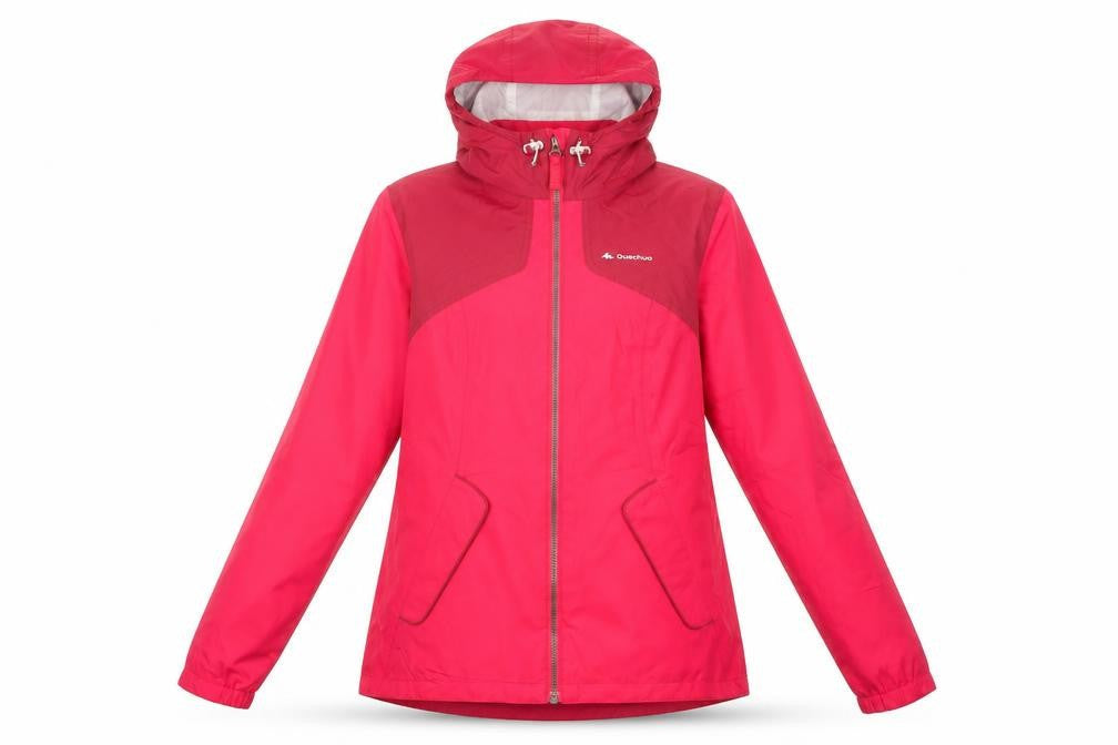 Quechua Women's Pink Rain Coat Jacket, 2XS, Hooded, Lightweight