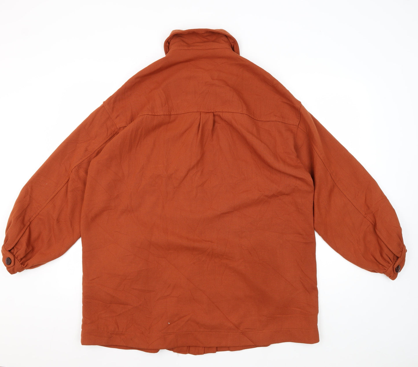 H&M Women's Brown Button-Up Long Sleeve Shirt Size 8