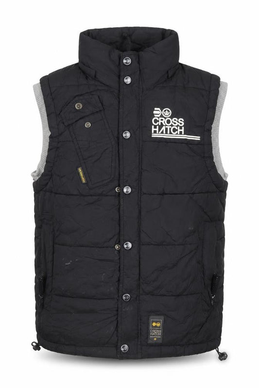 Crosshatch Men's Black Small Puffer Gilet with Logo Accents