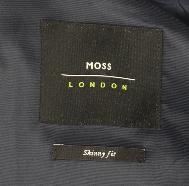 Moss Men's Blue Check Blazer, Size 44R, Slim Fit
