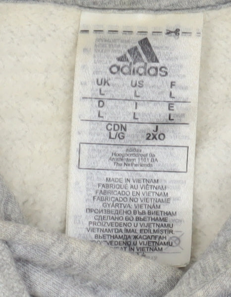 Adidas Men's Grey Pullover Hoodie L with Logo