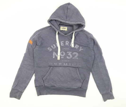 Superdry Men's Blue Hoodie Medium Pullover with Logo