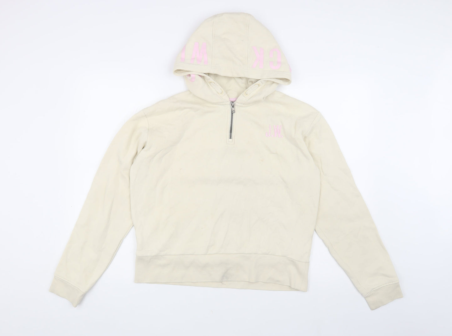 Jack Wills Teen Beige Logo Pullover Hoodie Size 16