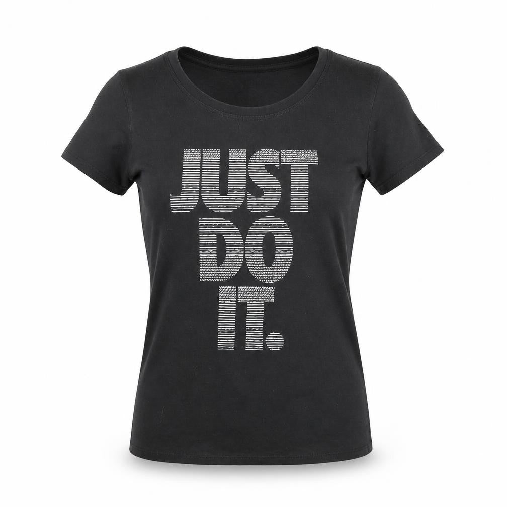Womens UK Size S Nike Black 100% Cotton T-Shirt