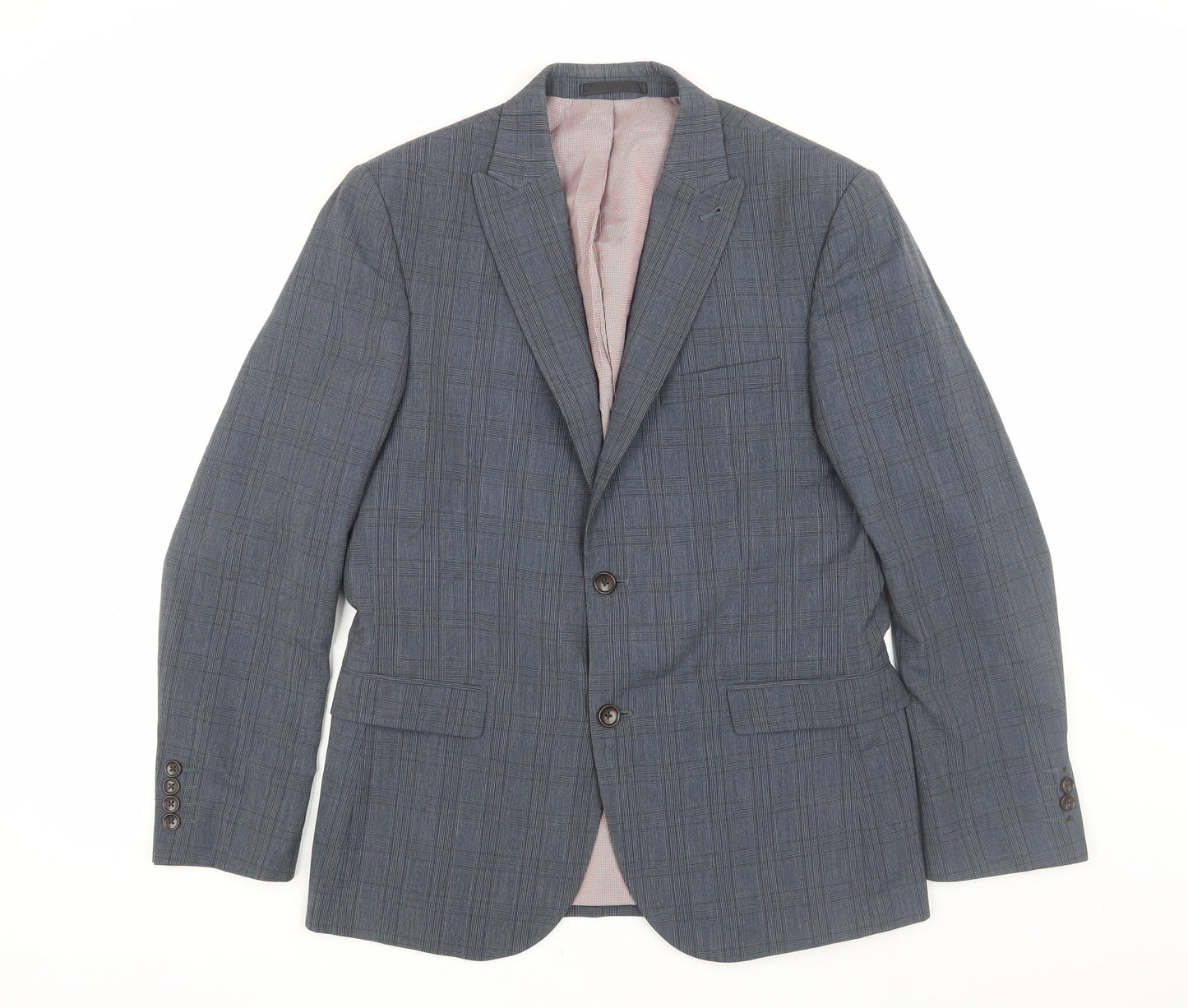 Next Men's Blue Checked Blazer Size 40S Casual