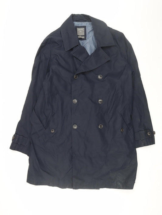 Gap Men's Blue Trench Coat, Size L, Casual Cotton Blend
