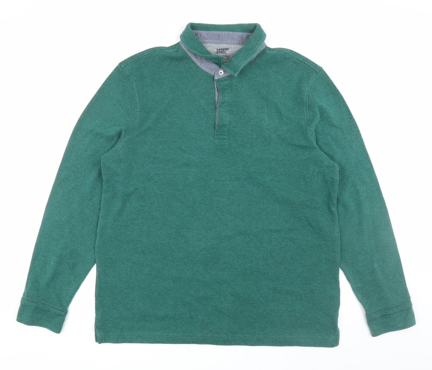 Lands' End Men's Green Henley Sweatshirt XL