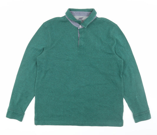 Lands' End Men's Green Henley Sweatshirt XL