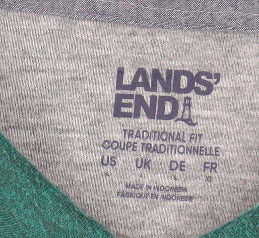 Lands' End Men's Green Henley Sweatshirt XL