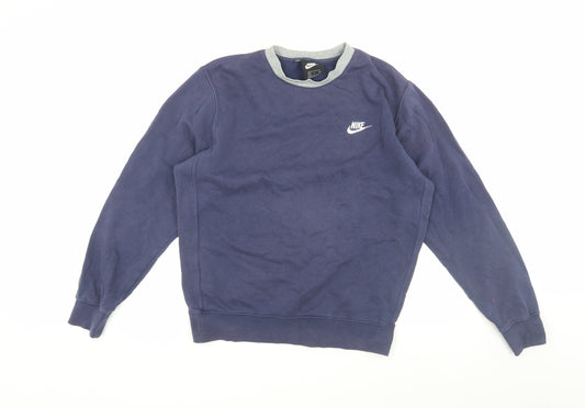 Nike Men's Blue Pullover Sweatshirt, Size S, Logo Accents