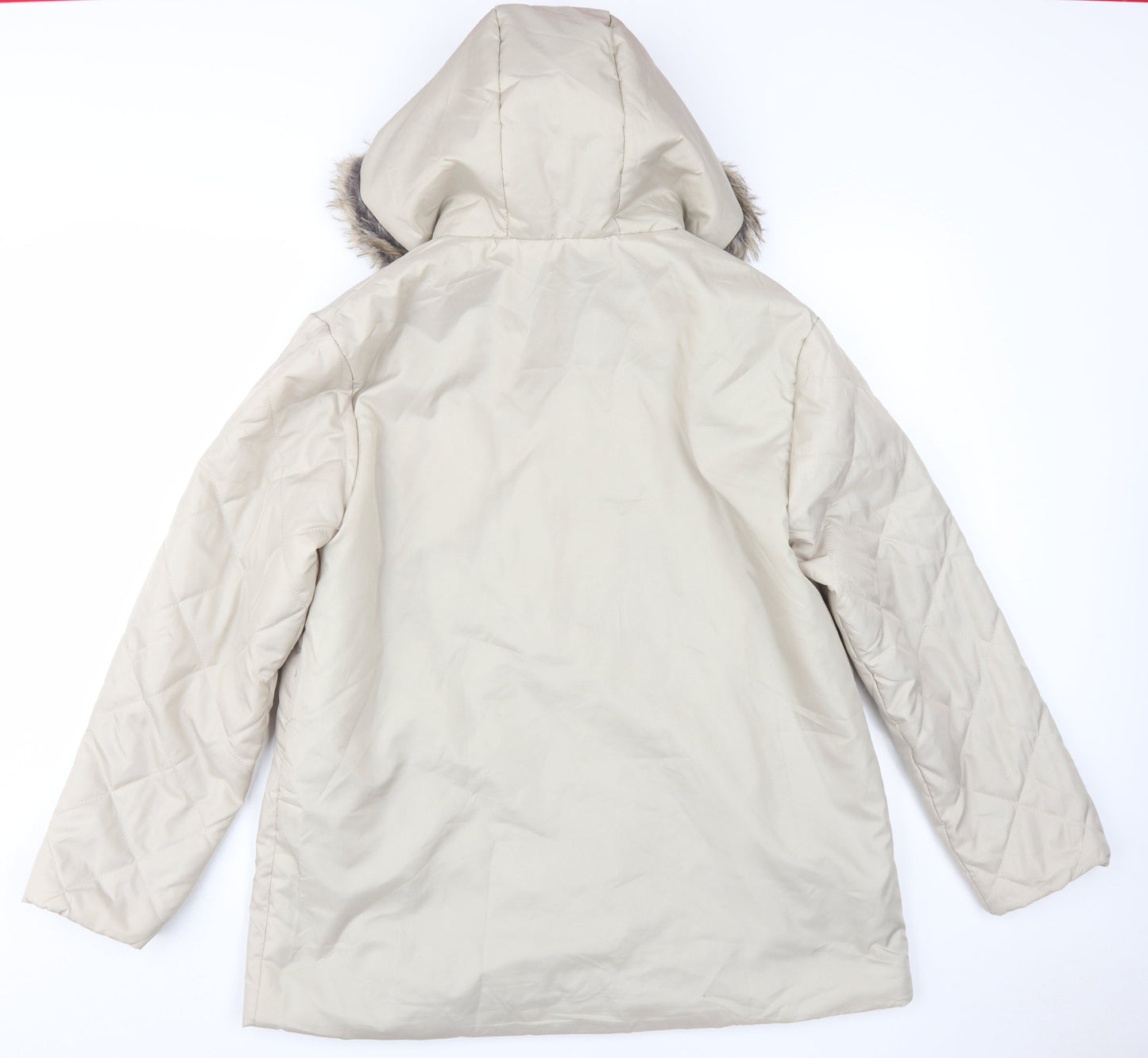 Anne De Lancay Women's Beige Puffer Coat M Hooded