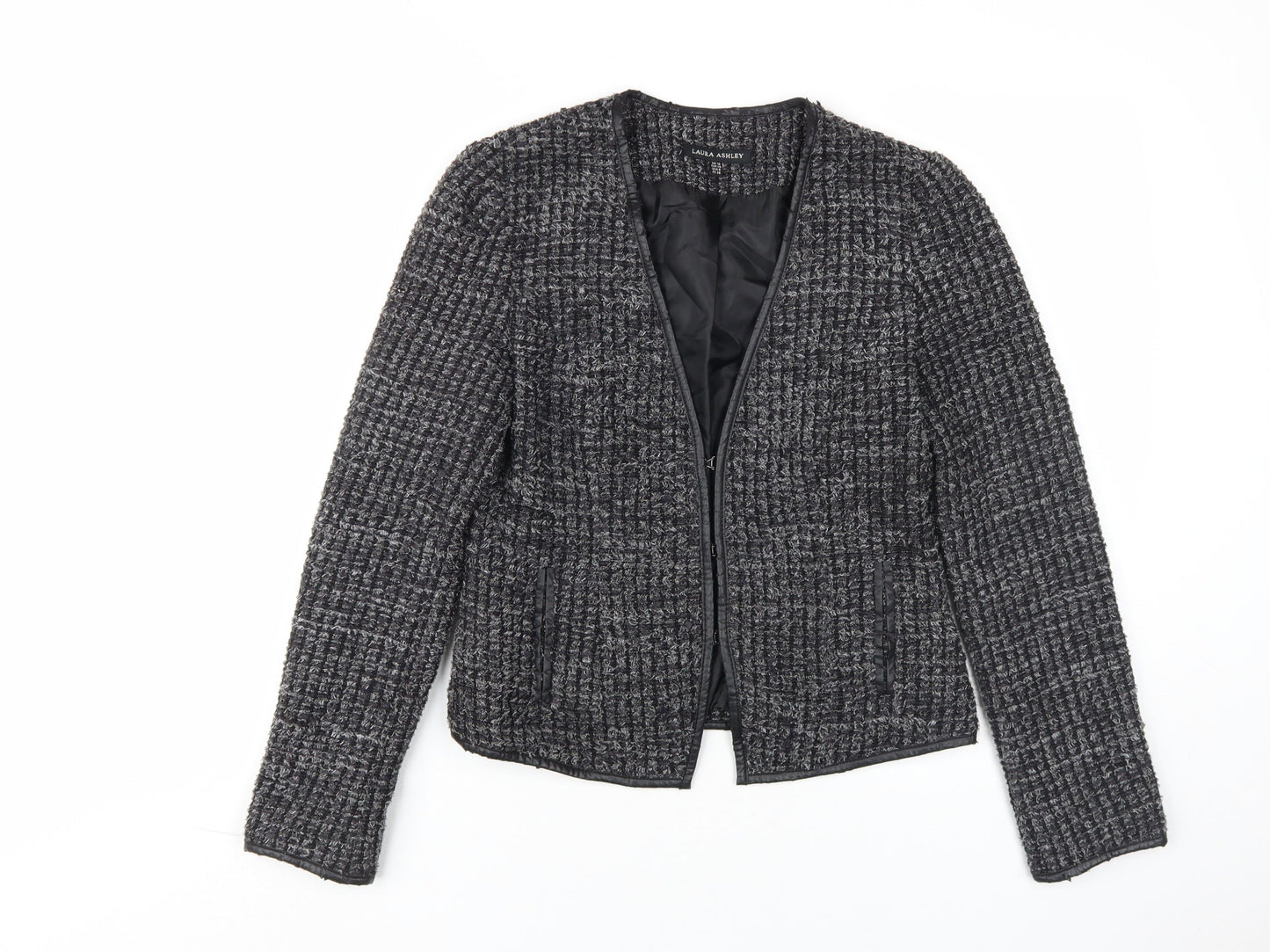 Laura Ashley Women’s Grey Tweed Button Jacket Size 10
