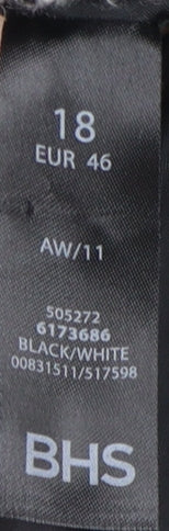 BHS Women's Black Check Jacket, Size 18, Mid-Length