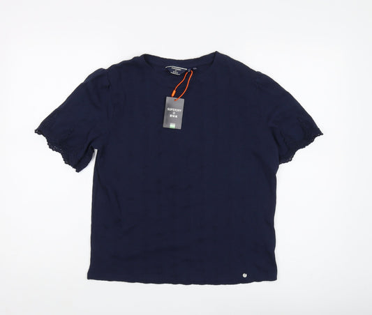 Superdry Women's Blue Pullover Jumper, Size M, Casual Style