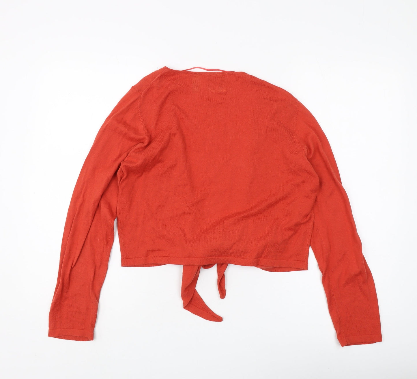Sandwich Red Women's Cardigan L Tie Front Knit