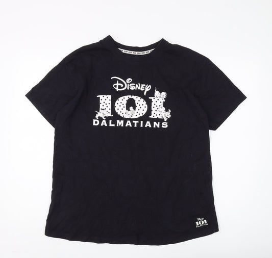 Disney Women's Black 101 Dalmatians T-Shirt, L, Casual