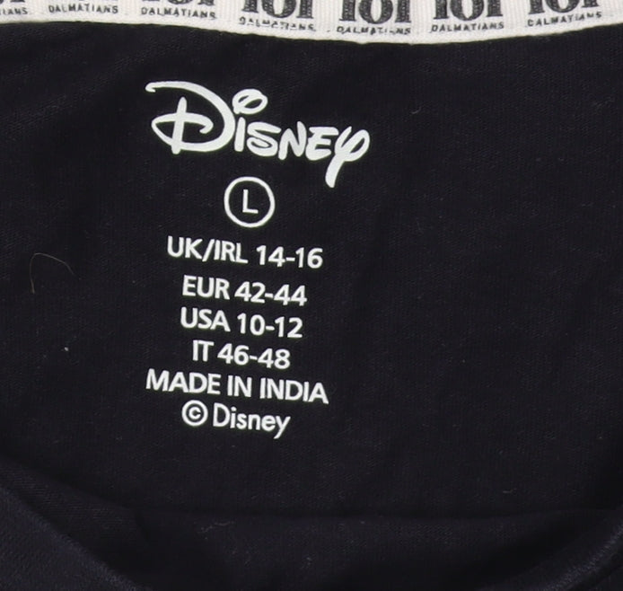 Disney Women's Black 101 Dalmatians T-Shirt, L, Casual